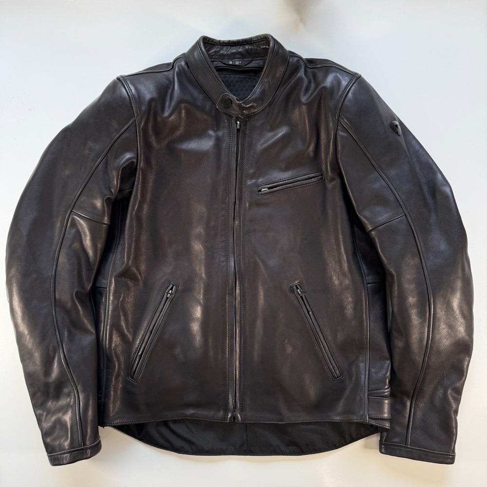 Rev'It Rino Leather Motorcycle Jacket Mens Brown 50 Seesmart CE 1 Elbow Shoulder